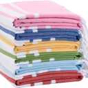 6 Pack Turkish Striped Beach Towels Bulk Oversized 39"x71" Large Bath and Pool Set Quick Dry Lightweight Travel Towel for Adult,100% Cotton (Green Pink Yellow Navy Blue Red)