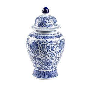 14'' Tall Ginger Jars for Home Decor  Chinoiserie Decor Ceramic Blue and White Ginger Jars with Lid, Chinoiserie Vases Floral Porcelain for Kitchen, Living Room, Centerpiece, Bookshelf, Mantel Decor