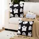 JASEN Halloween Ghost Pillow Covers 18x18 Inch Soft Faux Fur Decorative Pillowcases for Sofa Couch Bed Living Room Home Decor Set of 2