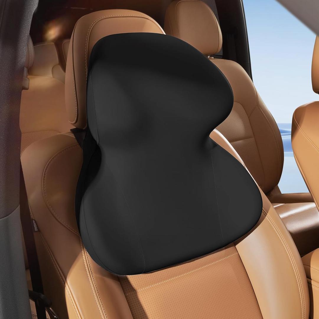 BEBAS Car Headrest Pillow, Ergonomic Neck Pillow with Memory Foam, Enlarged Surface for Head Neck Shoulder Support, Breathable Removeable Car Seat Pillow for Pain Relief(Black, 1 Pack)