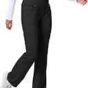 Cherokee Scrubs for Women Mid Rise Straight Leg Scrub Pants For Women Pull-on Bottoms with 6 Pockets & 360° Stretch - CK002 (Black, S)