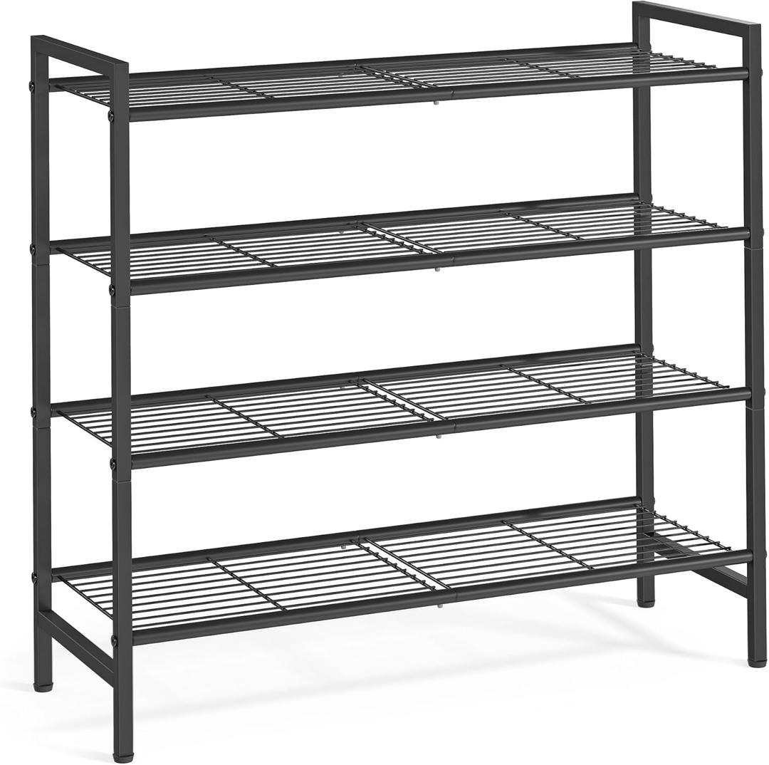SONGMICS Metal Shoe Rack, Free Standing Shoe Organizer for Entryway Closet Garage Small Spaces, Heavy-Duty Slim Steel Storage Shelf, 4-Tier, Fits 15-20 Pairs, Black ULMR044BP01