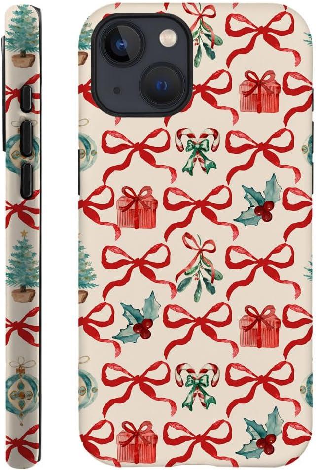 DAIZAG Case Compatible with for iPhone 13,Christmas Tree Ribbon Bow Phone Case for iPhone 13 for Girl Women Boy Men