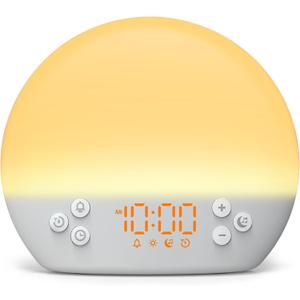 KEPLUG Wake Up Light Sunrise Alarm Clock,Digital Alarm Clocks Bedside Dimmable Night Light,White Noise Sound Machine 30 Soothing Sounds, Loud Alarm Clock for Heavy Sleepers Adults Kids,Ideal for Gift (Small)
