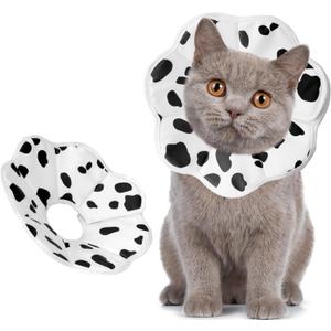 Soft Adjustable Cat Cone Collar, Comfortable Cat Recovery Collar Suitable for Various Types of Cats,Elizabethan Neck Protective Collar for Cats After Surgery (Milk, X-Small)