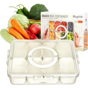 Snack Box Container,Dishwasher Safe Divided Serving Tray with Lid,Fruit Storage Containers for Vegetables,Candy,Nuts Organizer,Snackle Charcuterie Boxes for Kids,Adults Road Travel, Party and Picnic