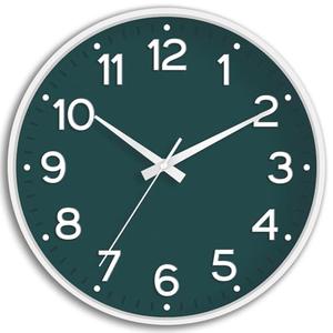 Roymnie Wall Clock, Silent Wall Clocks Battery Operated 8 Inch-Modern Non Ticking Analog Clock Decorative for Kitchen Office Bathroom Bedroom(Deep Green)