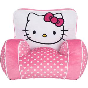 Idea Nuova Sanrio Hello Kitty Kids Foam Filled Bean Bag Chair, Soft Plush Character Lounge Seat for Bedroom or Playroom, 29" W x 28" D x 22" H