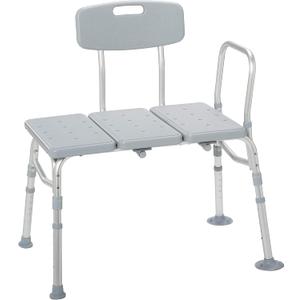 Drive Medical 12011KD-1 Tub Transfer Bench For Bathtub, Height Adjustable Shower Bench with Backrest, Shower Seat Shower Chair Bath Chair for Elderly, Seniors, Arm Support for Transfer, 400 Weight Cap