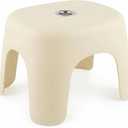 Plastic Step Stool, Heavy-Duty ABS Bathroom Shower Stool with Non-Slip Rubber Pads, Light Beige