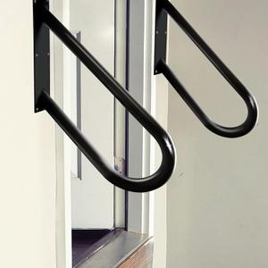 2 Pack Garage Handrail Outdoor, Wall Mount handrails for Outdoor 1 to 2 Steps, Garage Railing with Black Powder Coat Finished, Suitable for Garage, Porch and Garden18.9" Length, 1.3"Pipe, Black