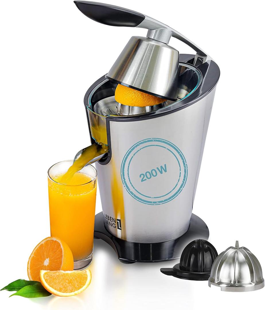 Electric Citrus Juicer With High Juice Yield | Orange Juicer Squeezer 200W + 2 Cones I Exprimidor De Limones Electrico Small Juicers Machine Mini For Citrus Lemon Esprimidoras Naranjas Jugo (LBC388 - 200 Watt)