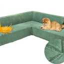 ROFASVCO 1OO% Waterproof Corner Sectional Couch Covers L Shape Chenille Sectional Sofa Cover with Tassel Soft Thick Washable Sofa Slipcover Furniture Protector for Dogs Pets (91" x 252", Light Green)