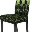 Gibelle Dining Room Chair Covers Set of 6, Stretch Parsons Chair Slipcovers Universal Removable Washable Chair Seat Covers Protector for Dining Room, Kitchen, Hotel and Party, Green Cubes