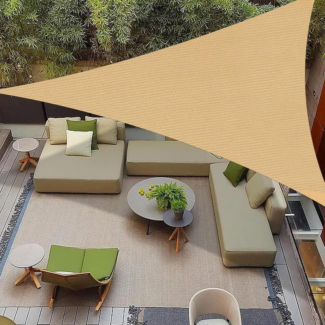 COOLBOYS 12' x 12' x 17' Sun Shade Sail Triangle Sand UV Block Outdoor Shade Canopy Sunshade for Patio Lawn Garden Carport Backyard Deck Pergola