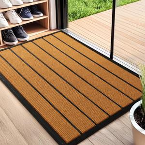 Front Door Mat Outside Entrance, Waterproof Dirt Trapping Heavy Duty Doormat, Non-Slip Welcome Mat Outdoor Indoor, Doormat Outdoor Entrance, Indoor Door Mats for Entryway (30x17 Inch, Brown)