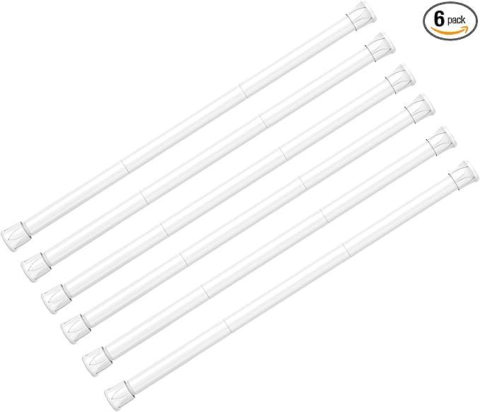 AIZESI 6PCS Tension Curtain Rod 28 to 48 Inch White No Drilling Adjustable Spring Curtain Rods for Window, Doorway, Closet, Bathroom, Kitchen