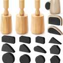 3 Pcs Coffee Cup Pottery Molds 3. 3'', 3. 6'', 3. 9'' Curved Plaster Molds with 12 Pcs Mug Handle Forms Pottery Shaping Tool 3 Sizes Wood Slump Press Mold for DIY Cup Mug Art Making (Narrow-mouthed)