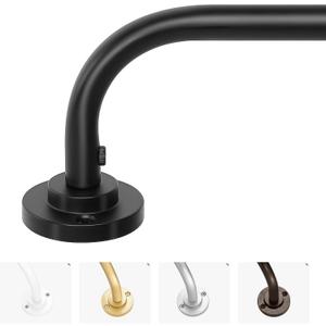 Curtain Rods for Windows 66 to 120 inch, 5/8 Inch Black Curtain Rod, Adjustable Wrap Around Curtains Rod, Blackout Curtains Rods, Metal Room Darkening Curved Cafe Door Drapery Pole, Matte Black