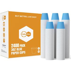 Turbo Bee 3oz Disposable Paper Cups 2400Pack, Small Bathroom Cups Bulk, Rinse Small Blue Paper Mouthwash Tumblers Perfect for Bathroom, Party, Picnic, Travel and Events