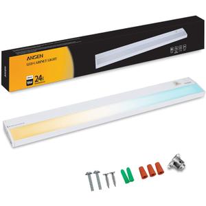 Ansen Hardwired Under Cabinet Lighting, 24in 18W LED Light for Kitchen/ Closet, CRI>92, R9>90, 3 Color Temperature, Dimmable, 3000K/ 4000K/ 5000K(Warm White, Cool White, Daylight)