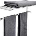 Towel Bars Retractable 20-30 Inche Stainless Steel 304 Bath Towel Rack Strong 3M Adhesive Bathroom Wall-mounting Free mounting Hole-Installing washroom Kitchen Space Saving 2-Tier Shelf Towel Rack