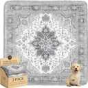 Washable Pee Pads for Dogs,Great Urine Absorbent Reusable Puppy Training Pads,Waterproof,Leak-Proof & Non-Slip Potty Pads for Whelping,CratePlaypenBed.(Gray Floral, 48" x48" )
