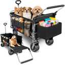 Dog Wagon for Medium & Large Dogs, Folding All-Terrain Dog Stroller Wagon with Tailgate (Extra Space), Multiple Pockets & Storage Baskets, Adjustable Handle, One-Step Brake, Heavy Duty Pet Wagon