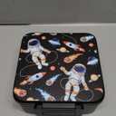 MAISON HUIS Bento Lunch Box with 8oz Soup Thermo, 5-Compartment Leak-Proof Container, Thermo Hot Food Jar and Insulated Lunch Bag, BPA Free,Travel, School (Black-Astronaut2)