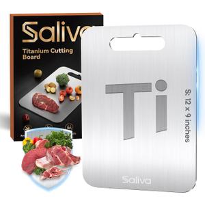 Saliva Titanium Cutting Boards for Kitchen, Cutting Board Double Sided Food Grade, Dishwasher Safe, No Blunt Knife, Chopping Boards with Handle for Meat, Fruit & Vegetable (12x9in)