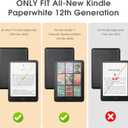 Slim Case for All-New 7" Kindle Paperwhite 12th Gen 2024&Kindle Colorsoft Signature Edition 2024, PU Leather Shell PC Cover with Auto Wake/Sleep,Black