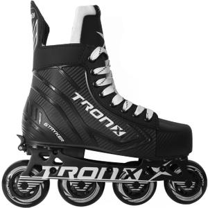 TronX Stryker Adjustable Senior Intermediate Junior Youth Roller Inline Hockey Skates (JR Skate 2-5 (Shoe Size 3.5-6.5))