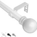 Curtain Rods for Windows 57 Inch, 5/8 Inch Adjustable Small White Drapery Rod by Splice for Bedroom, Living Room, Kitchen and Outdoor