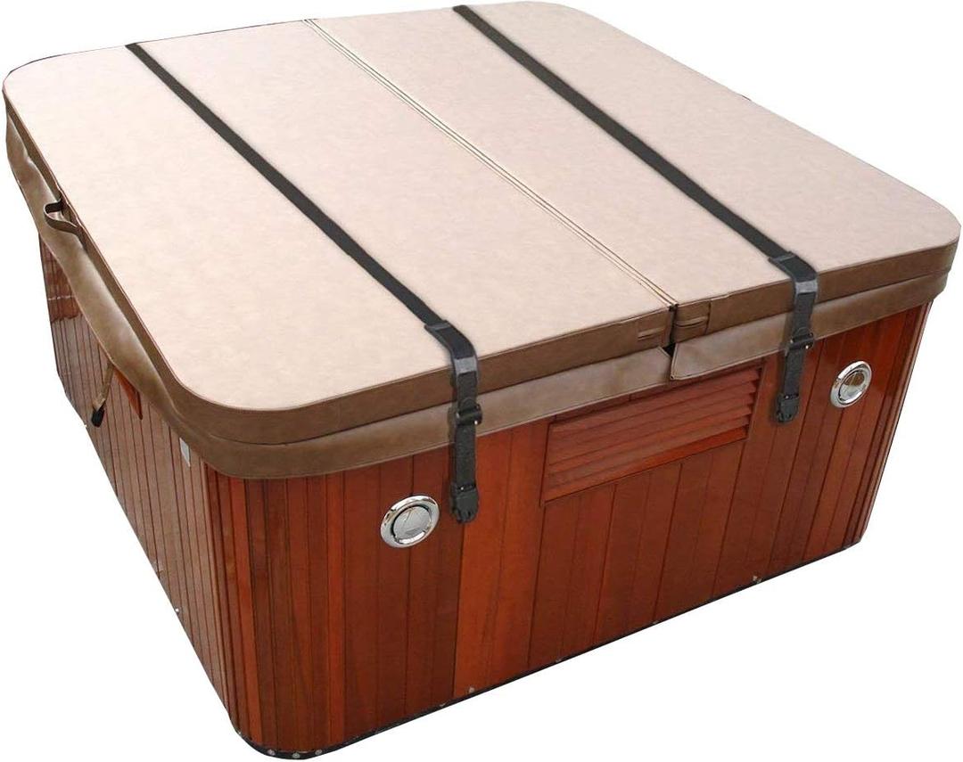 UCEDER 2 PCS Heavy Duty Hot Tub Cover Wind Straps FITS Most SPAS Locks Adjustable Length 67"~116" (Black, 9.5 Ft)