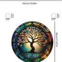 Tree of Life Stained Glass with Chain Hook for Indoor and Outdoor Decorations, for Nature Lovers, Housewarming and Birthday Celebrations