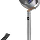 Dreo Fan for Bedroom, 120+120Omni-directional Oscillating Fan, 90ft, DC Motor, 20 dB Quiet Standing Pedestal Fans, 8 Speeds, 3 Modes Circulator with Remote, 35-40" Adjustable Height, 8H Timer (Silver)