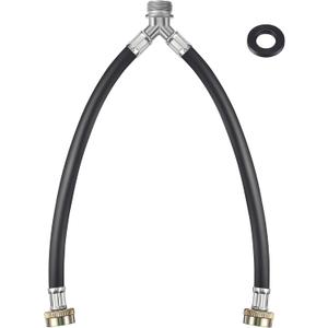 Dreyoo Rubber Washing Machine Y Hose, 3/4 Inch Brass Fittings, 1 ft (12 Inch) Length Hot and Cold Water Supply Y Mixer Hose Connector for Washing Machines Outdoor Garden Faucets(1 Pcs)