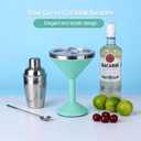 Daximo 13 oz Double-Wall Vacuum Insulated Martini Tumbler Stainless Steel Martini Glasses with Lid and Non-slip Base Elegant Large Martini Cups for Perfectly Chilled Drinks (Mint Green)