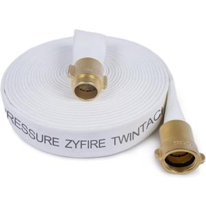 ZYfire Fire Hose - 1-1/2" ID x 50 FT Double Jacket TPU Firefighter Hose with M x F NPSH Brass Couplings 1200 PSI Burst Pressure Lightweight for Firefighting & Residential Use