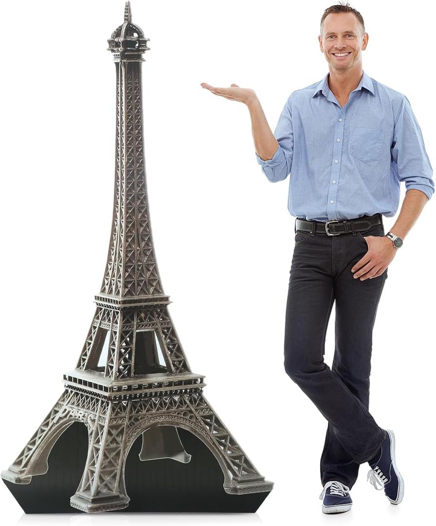 Leinuosen 6 ft Eiffel Tower Cardboard Cutout Stand up Lifesize French Theme Party Decoration Eiffel Tower Photo Prop Backdrop Standup for France Night of Paris Theme Party Birthday Decor (Brown)