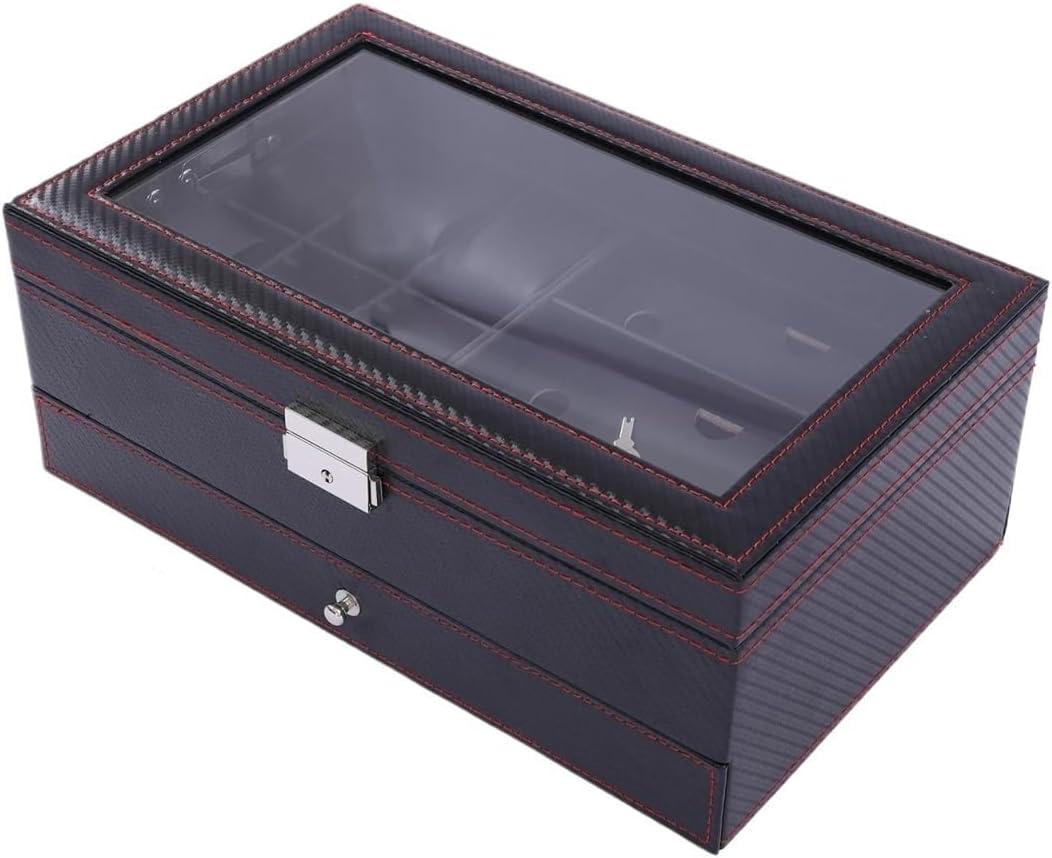 Jewelry box, Jewelry Box Display Case with Drawers for Rings Bracelets Necklaces (Black)