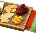 Seville Classics Bamboo Premium Wood Cutting Board Serving Tray w/ 7 Color-Coded BPA-Free Mats, for Chopping Bread, Cheese, Fruits, Vegetables, Meats, Charcuterie (PATENTED), Bamboo (NEW MODEL)
