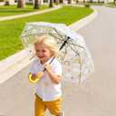 MRTLLOA Kids Clear Bubble Umbrella with an Easy Grip Curved Handle, Safety Transparent Dome Bubble Umbrella for Toddler Boys Girls
