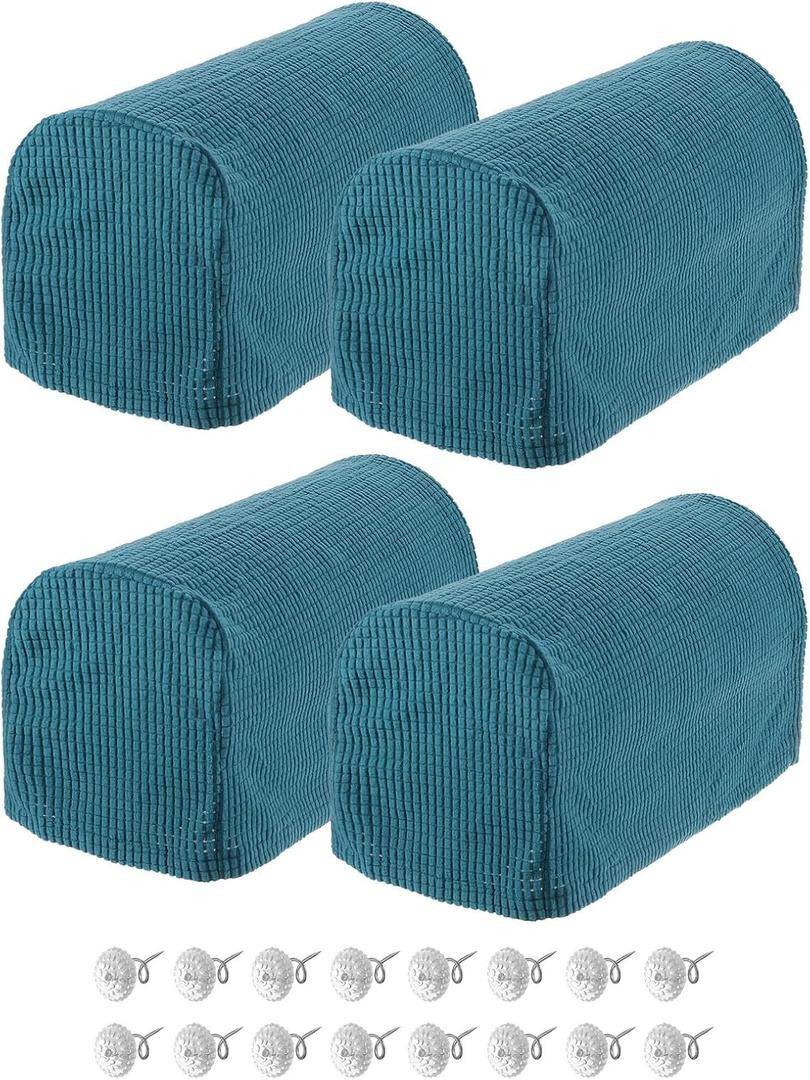 uxcell Stretch Armrest Covers Armchair Anti-Slip for Chairs Sofas Couch Arm Covers Recliner Sofa Peacock Blue 4 Pcs