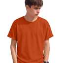 YooAurvox Boys Shirts Short Sleeve Summer Tops Kids Crew Neck Loose Casual Basic Tees for Boys 5-14 Years(Pumpkin,5-6 Years)