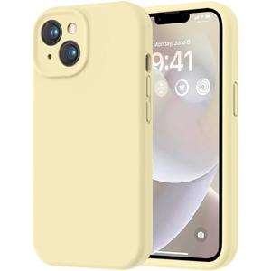 LOVE 3000 Designed for iPhone 14 Case, Premium Silicone with [Soft Anti-Scratch Microfiber Lining] Shockproof Protective Phone Case for Men Women Girls 6.1", Creamy Yellow