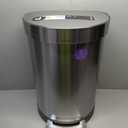 simplehuman 60 Liter Semi-Round Hands-Free Kitchen Step Stainless Steel Trash Can with Soft-Close Lid, Brushed