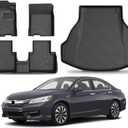 KUST Floor Mats Cargo Mat for Honda Accord Sedan 2013-2017, All Weather Floor Liners with Cargo Mat for Accord Accessories Rear Car Mats TPE Rubber Raised Edge