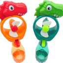 Westmon Works Dinosaur Misting Spray Bottle Fan Kids Personal Cooling Mist Portable Handheld Humidifier Powered Tyranasaurus T-Rex Fans with Mist for Boys or Girls, Set of 2