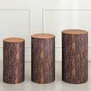 uxcell Set of 3 Wooden Texture Cylinder Spandex Stand Covers, Plinth Stand Cover for Party Wedding Birthday Decoration, Only Contains Cylinder Covers (Elastic Fabric - Small)